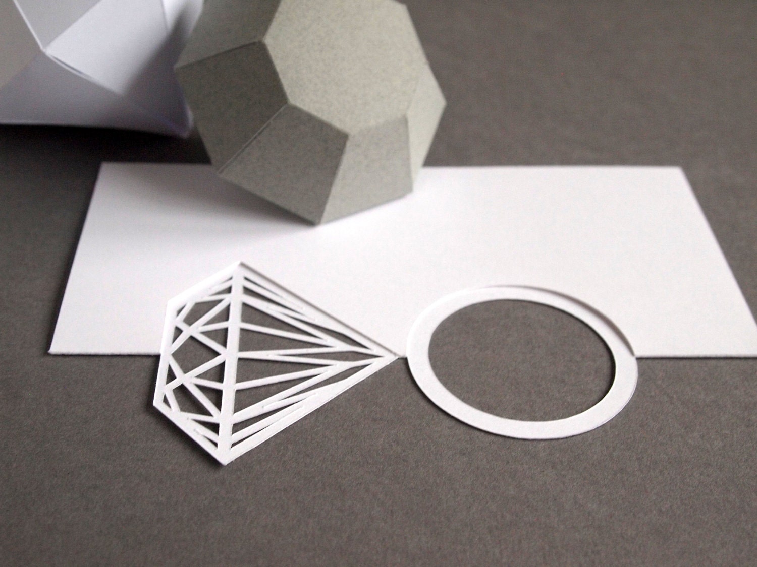 Papercut diamond ring wedding/engagement card