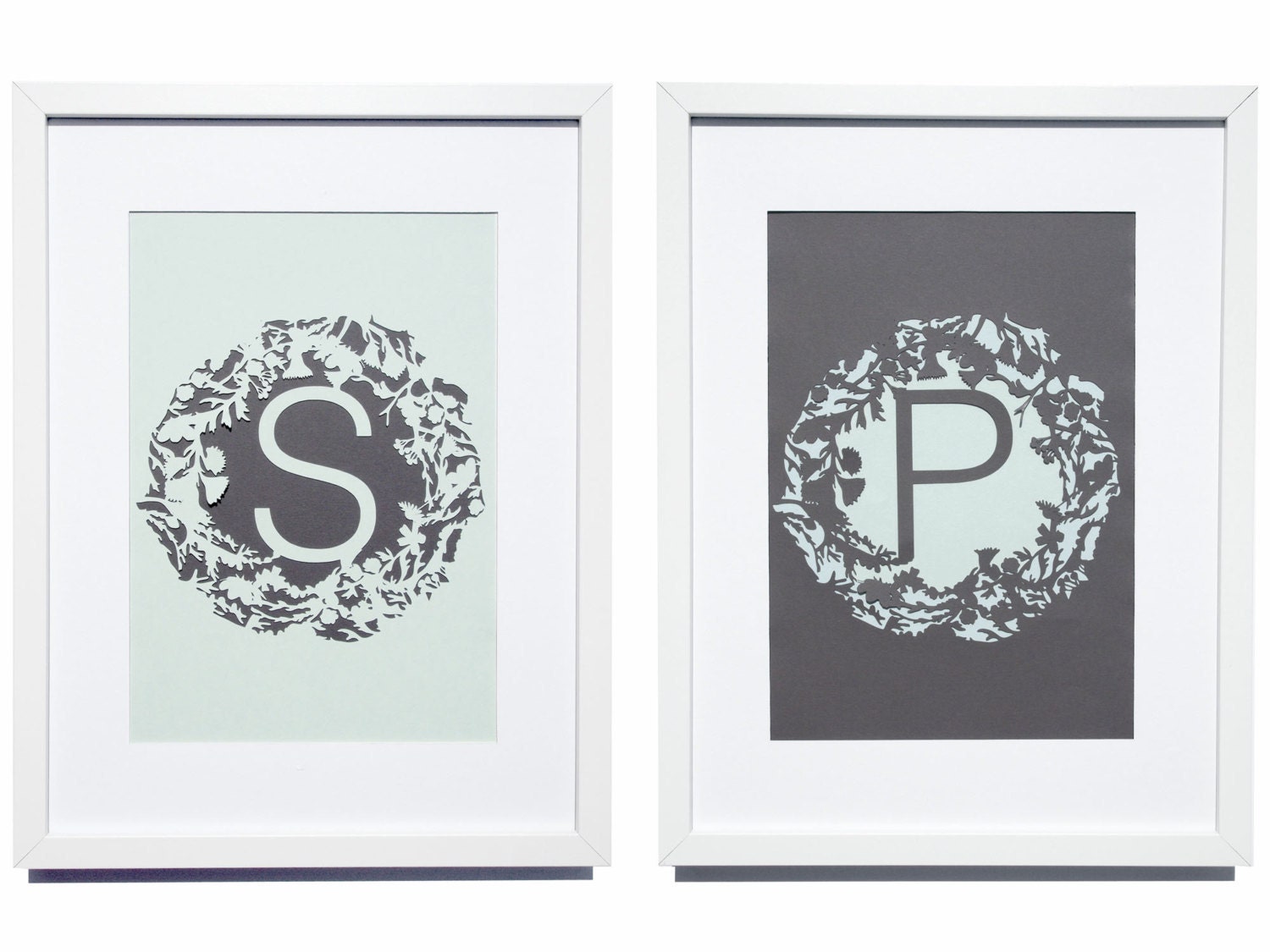 Personalised Monogram and Wild Flowers Papercut