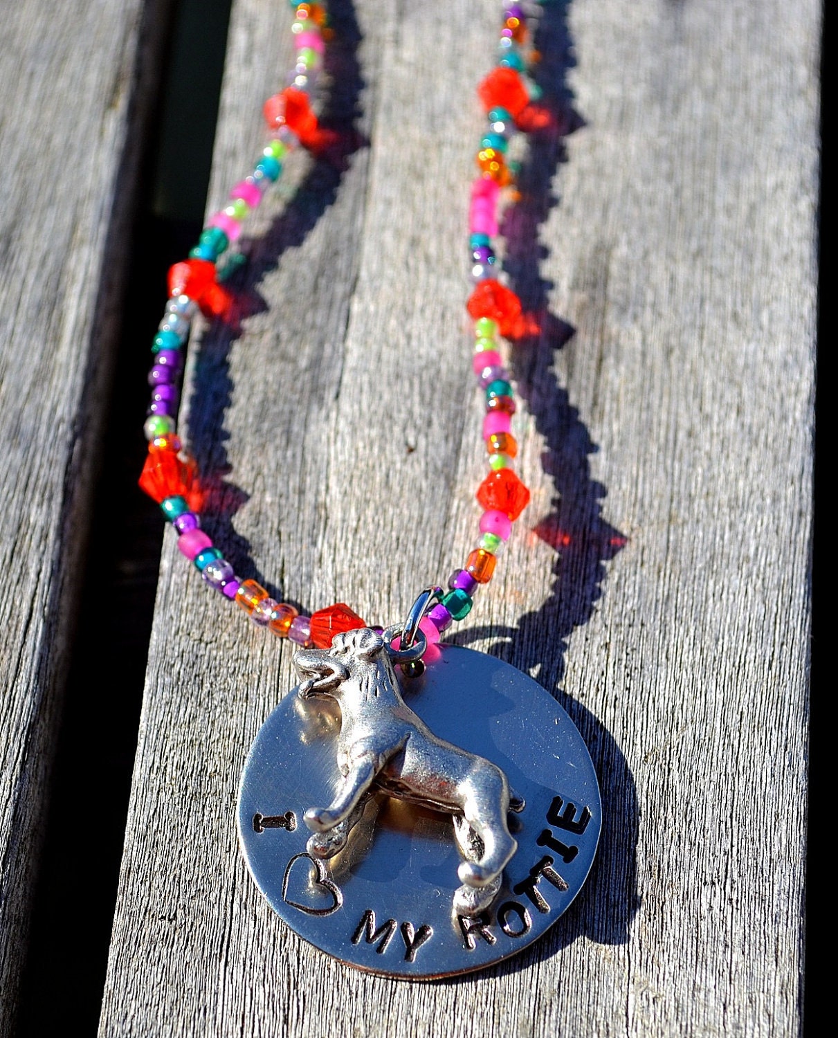 I Love My Rottie Handstamped Necklace