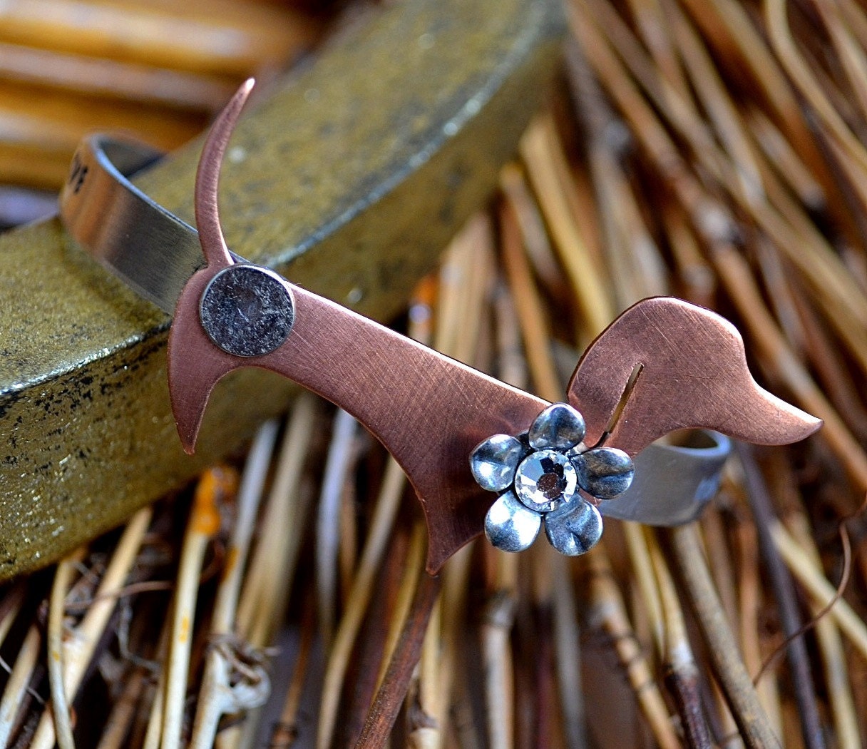 Doxie Love Handstamped Personalized Aluminum Cuff Bracelet