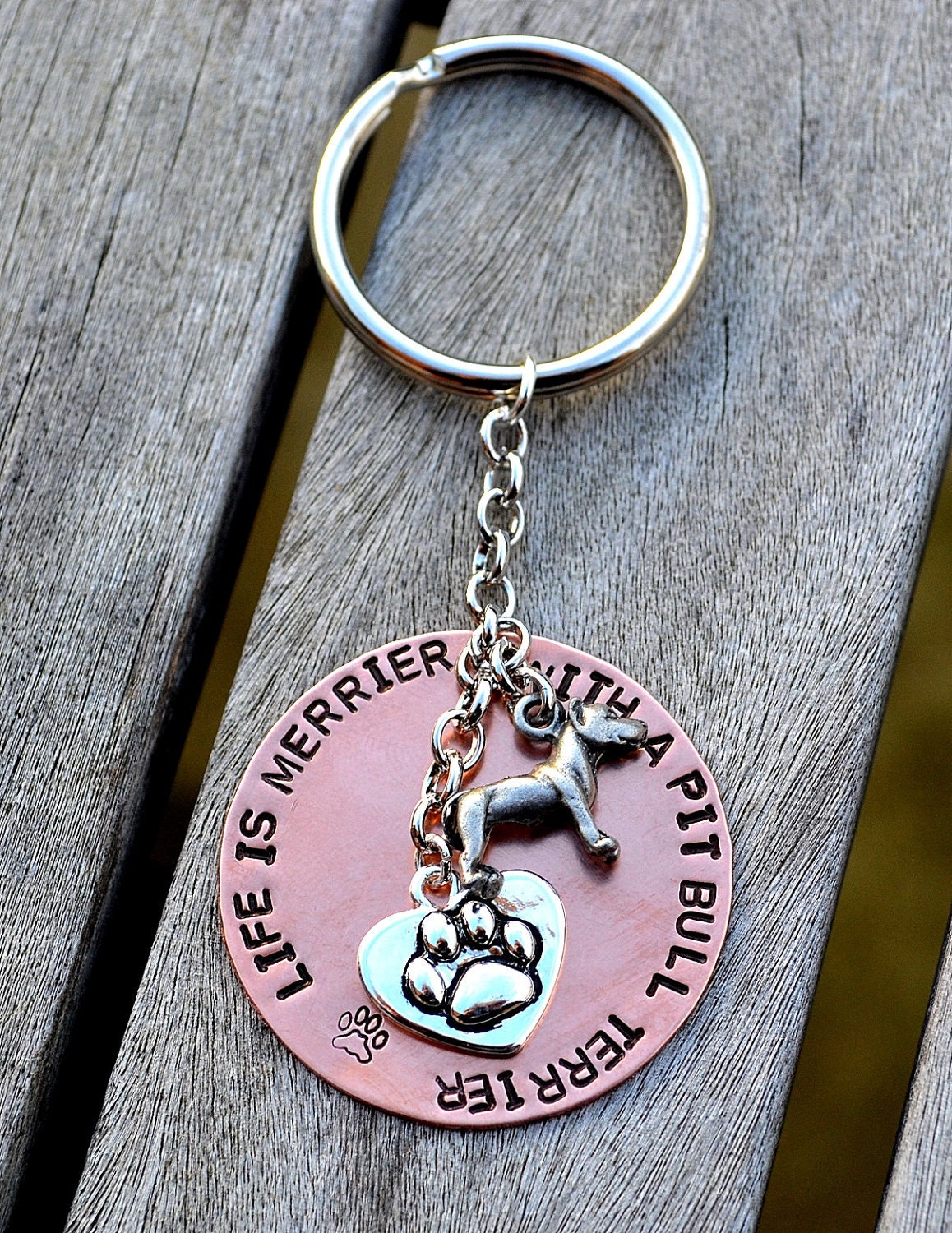 Life is Merrier Handstamped Keychain