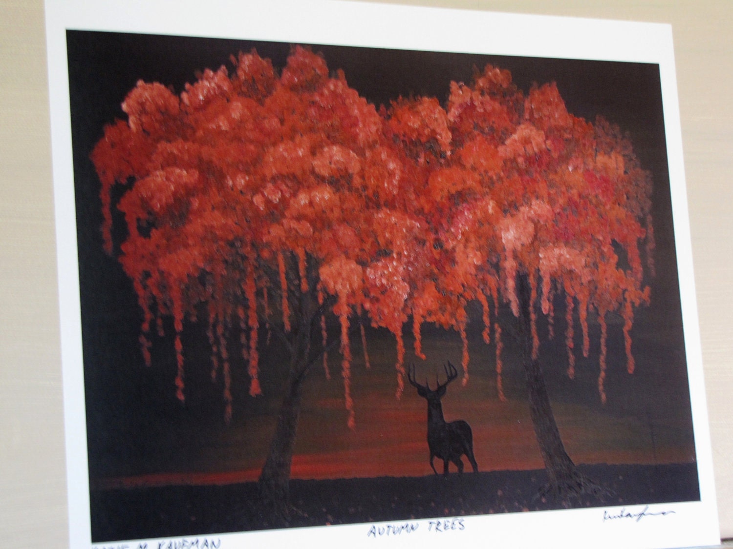 Deer and Trees Surreal Art Print 11x14