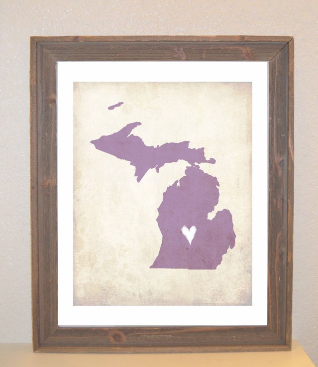 Michigan Love State Customizable Art Print