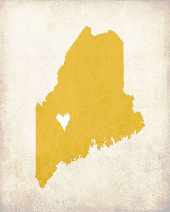 Personalized State Art Maine Love Customizable 8x10 Print