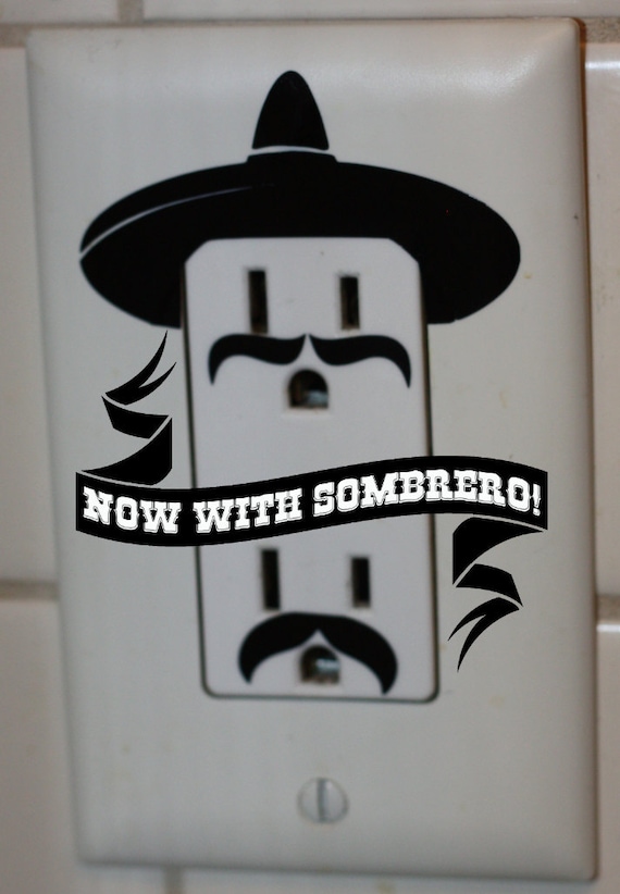 Moustache Power Outlet Decals