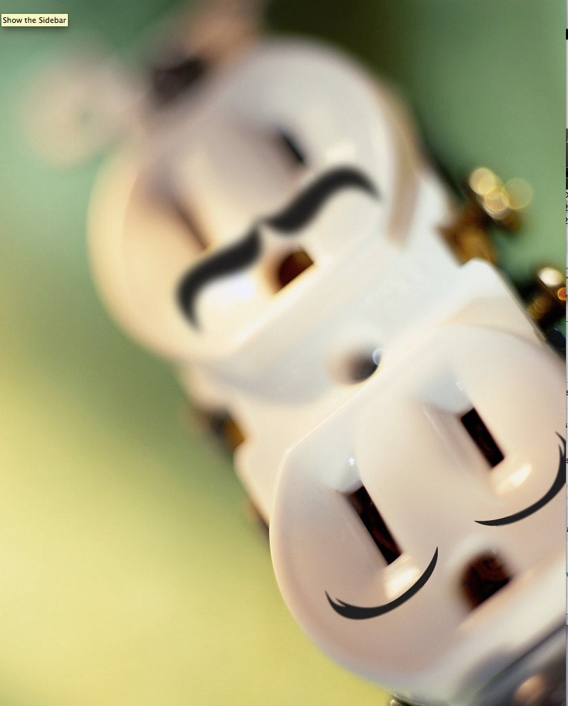 Moustache Power Outlet Decals