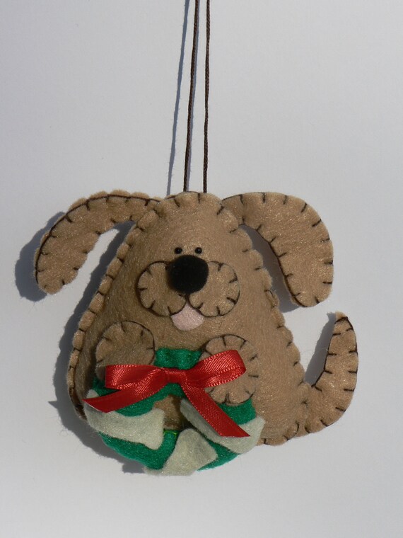Items similar to Felt Dog Ornament Tan on Etsy