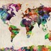 Watercolor Map of the World Map, Art Print, 18x24 inch (749)