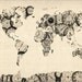 Map of the World Map from Old Clocks, Art Print, 18x24 inch (902)