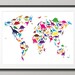 Dinosaur Map of the World Map, Art Print, 18x24 inch (777)