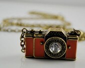 Red camera pendant necklace