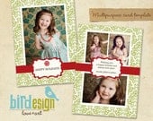 INSTANT DOWNLOAD - Holiday Card Photoshop Template - Fresh greetings - E166