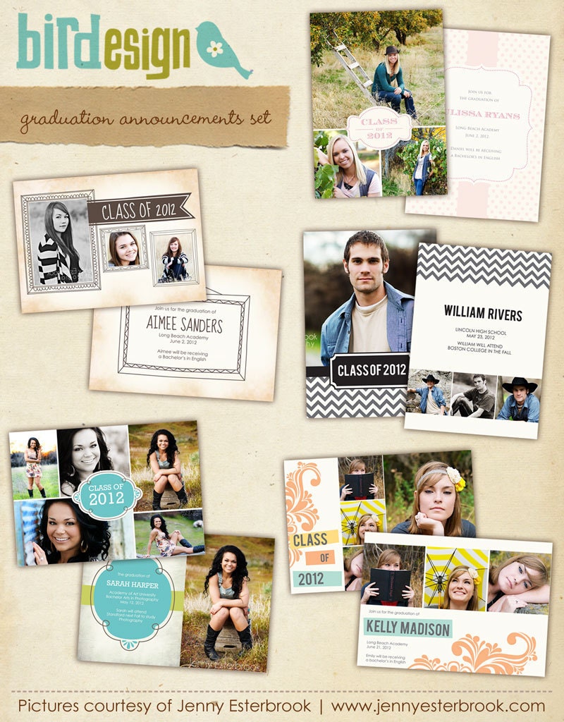 INSTANT DOWNLOAD - 5 Grad Announcement Photoshop Templates - Triumphs - E431
