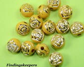 7 mm Yellow Rose Plastic Beads pa054