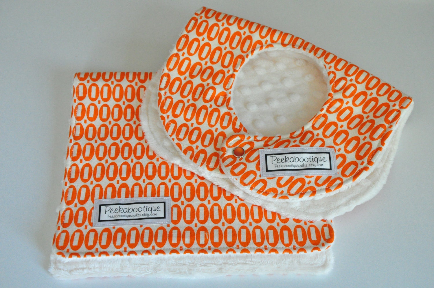 PEZZY Print bib and burp cloth (orange) by American Jane for Moda