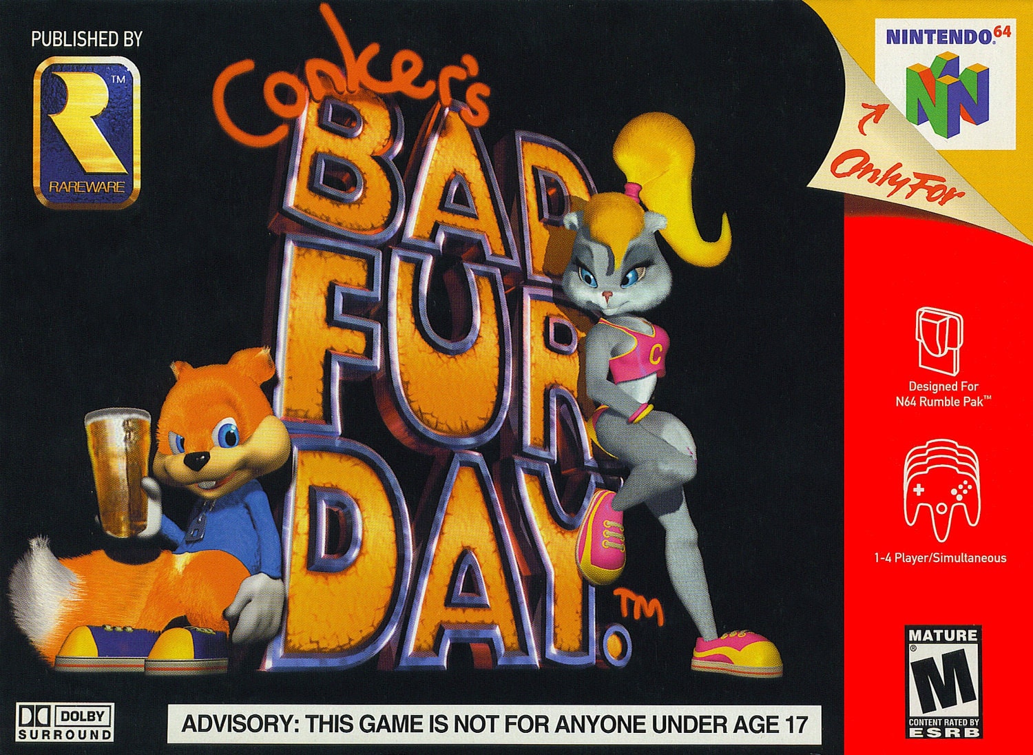 HUGE Poster: Conker's Bad Fur Day for N64 on SILK