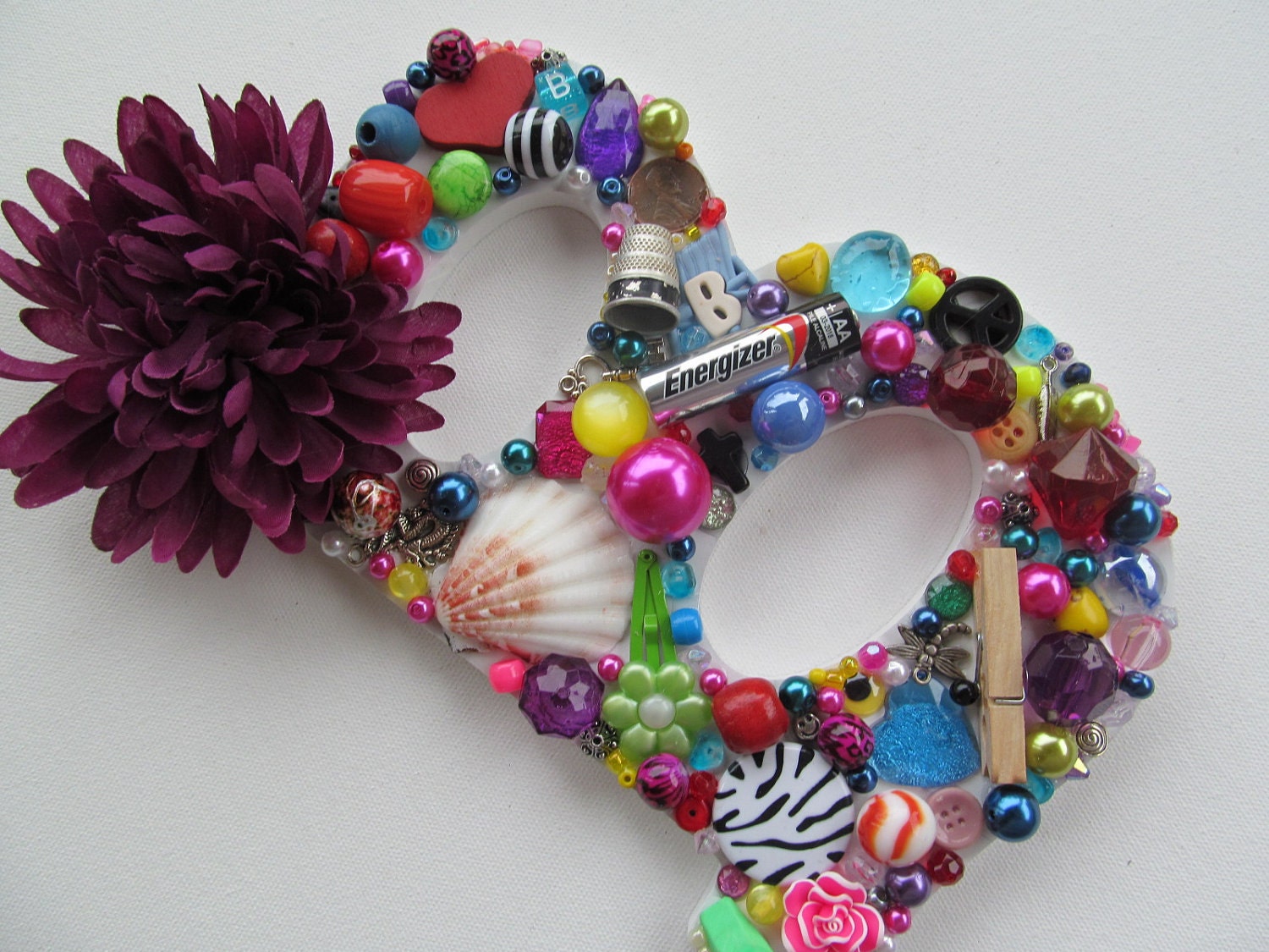 Letter B Embellished Jewelry, Beads, Shell, Zebra Colorful Wall Hanging - 2GirlsForever