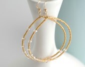 Beaded Hoop Earrings Gold Sparkle - PALISADES Collection