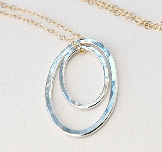Oval Fine Silver Charm mixed metal Necklace -NAPA VALLEY CHARM Collection