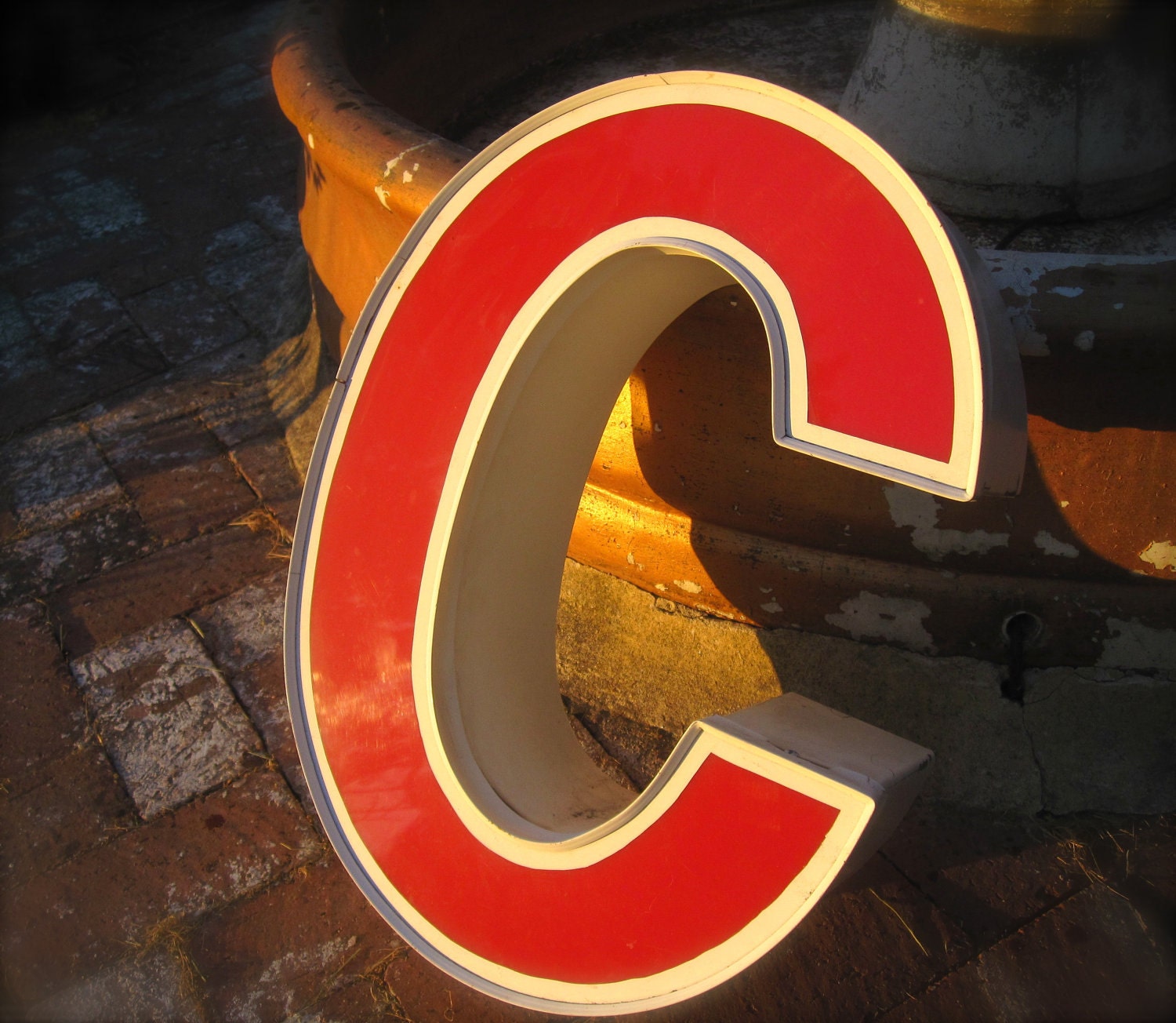 Vintage Marquis Letters, Industrial Salvage Letter C