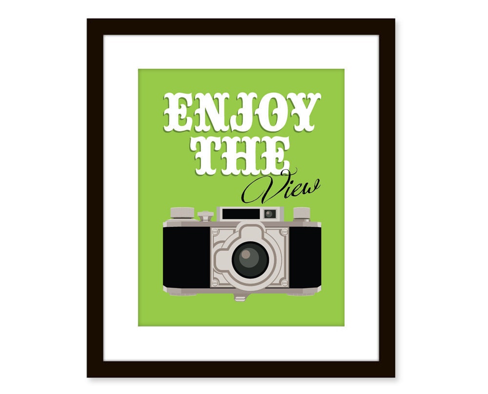 Retro art-vintage camera art-typographic art poster 8x10 - Funny quote art -enjoy the view
