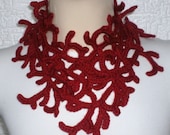 On Sale. HAND MADE. Valentine SCarf. Christmas crochet scarf. RED scarf . Long lariat scarf.