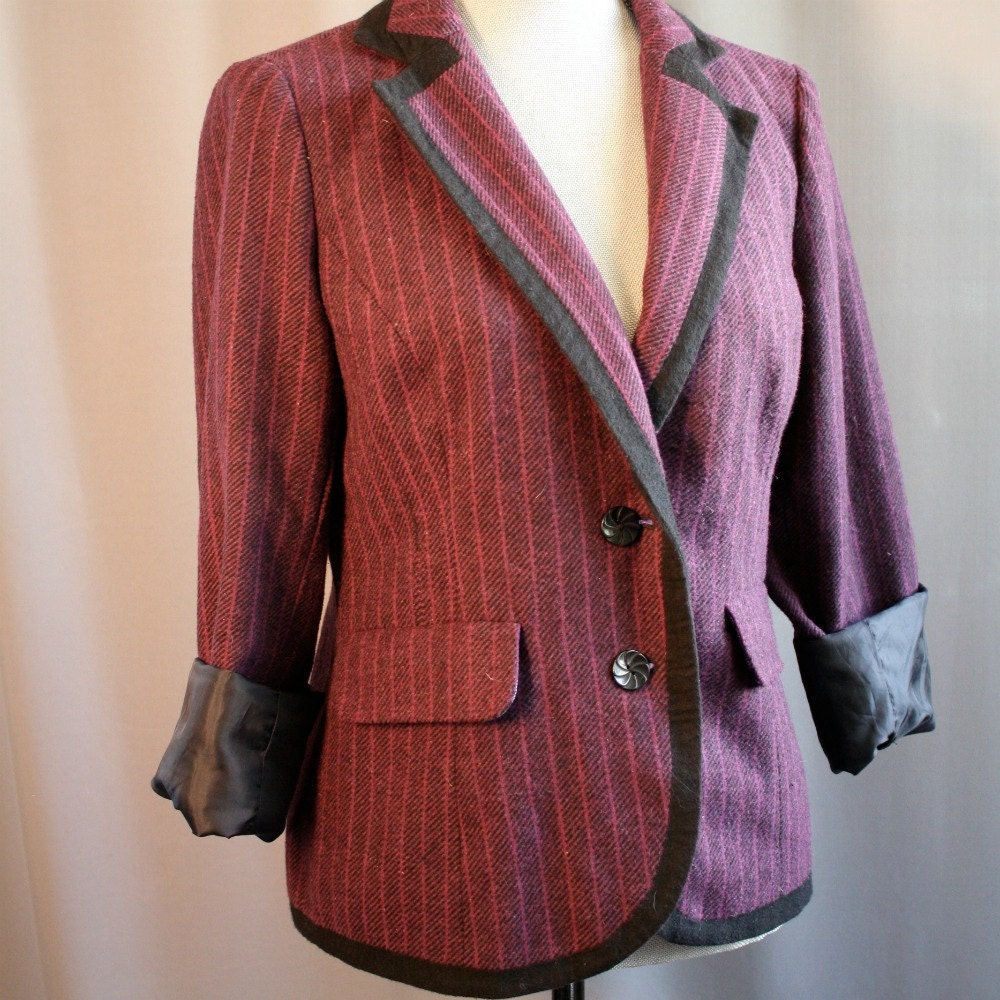 Lux Purple Striped Blazer Jacket // Medium