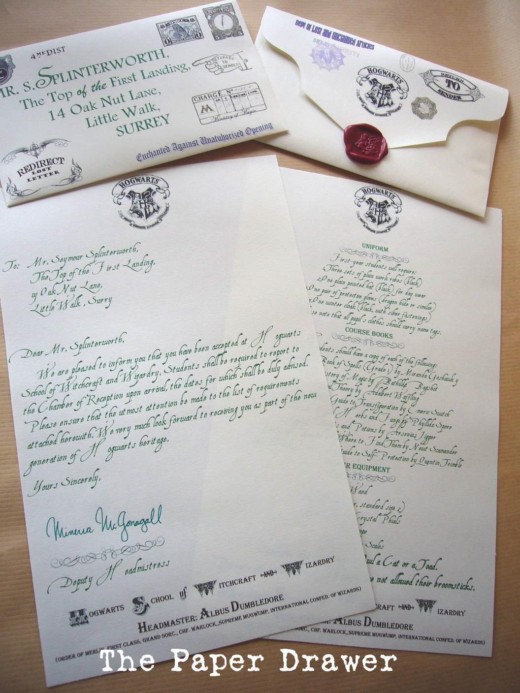 Lost Hogwarts Acceptance Letter New Sript