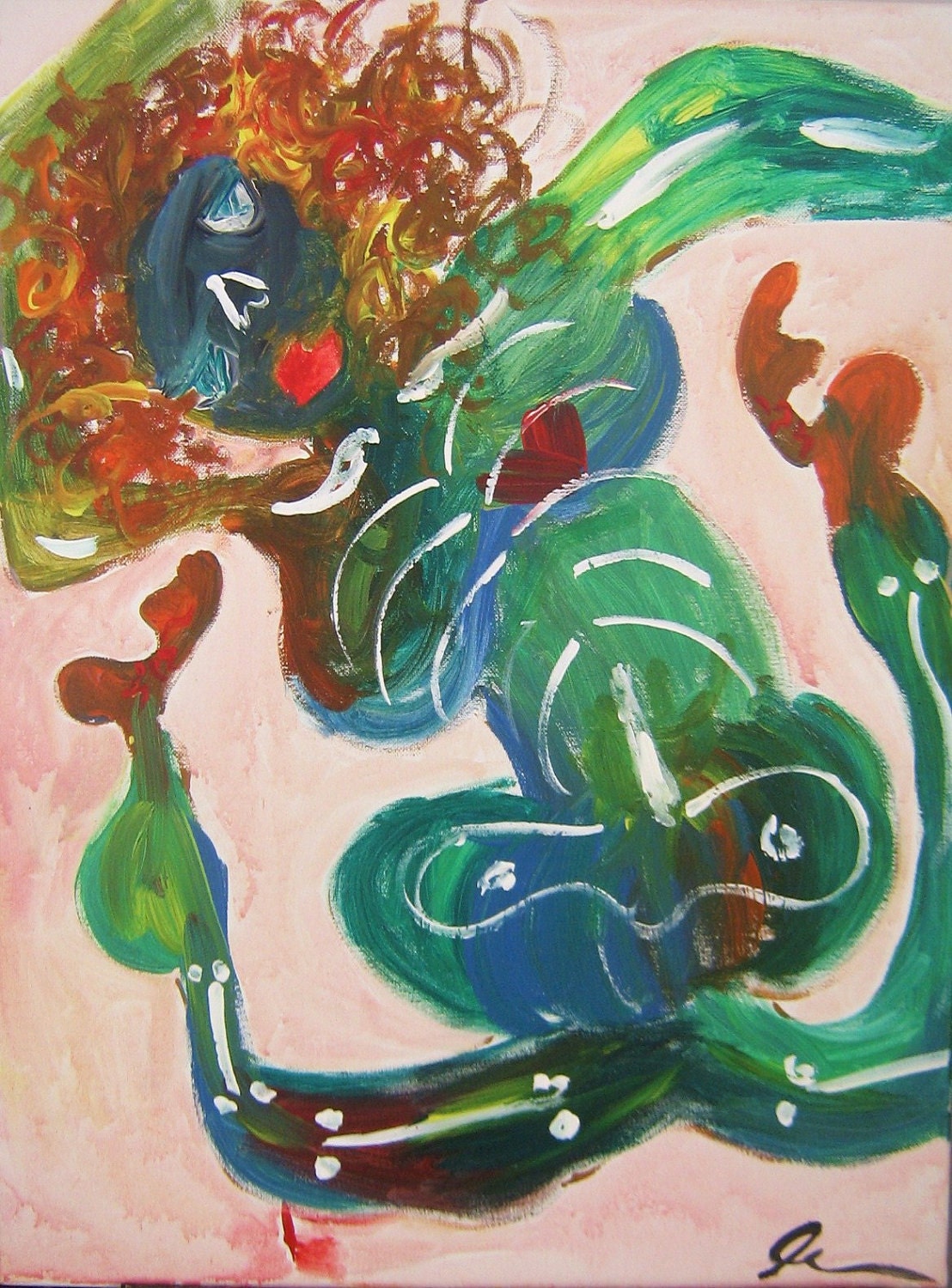 Surreal Original Acrylic Painting Zombie Girl