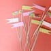 pink, yellow and floral pennant flag cupcake toppers