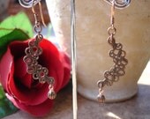 Copper Scroll Filigree Dangle Earrings