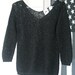 s a l e / / / Stretchy Sheer Black Loose-Knit 90s DKNY 3/4 Sleeve Top / / / s a l e