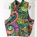Neon and Black Psychedelic Print 90s Super-Cropped Top