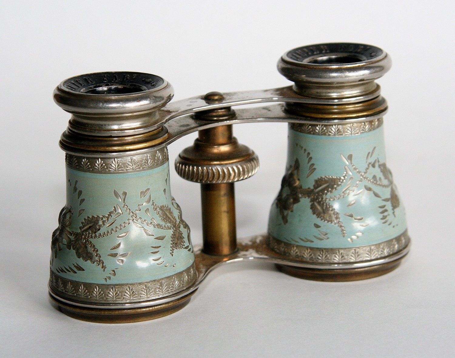 Antique Lamier Fabt Opera Glasses with Metal Engraving