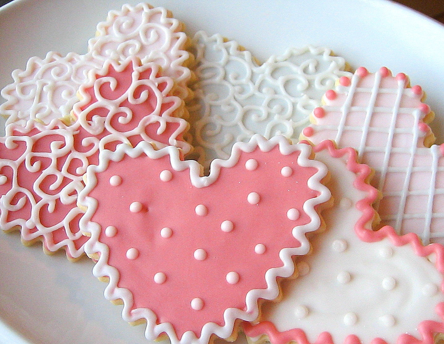 Heart Sugar Cookies Heart Shabby Chic Valentine Wedding Favor Pink Gray White