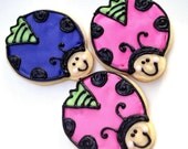 Lady Bug Cookie Pink Iced Sugar Cookie Cut Outs Purple Ladybug