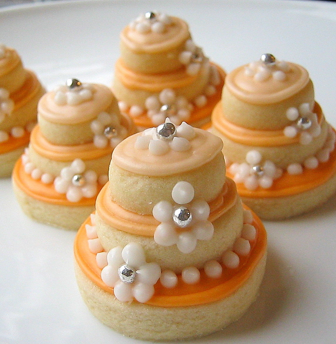 Sugar Cookies Wedding Cake Stacked Iced Cookies Tangerine Tango