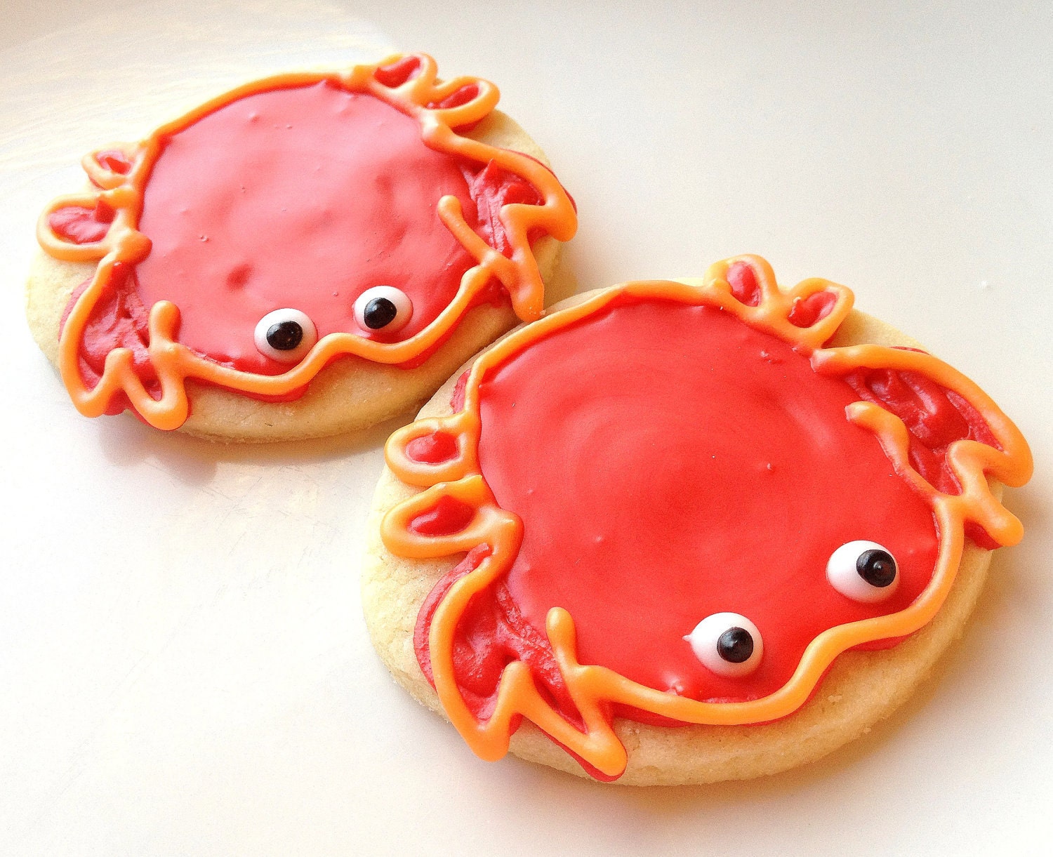 Crab Sugar Cookie Iced Decorated Cookie Red Island Beach Theme