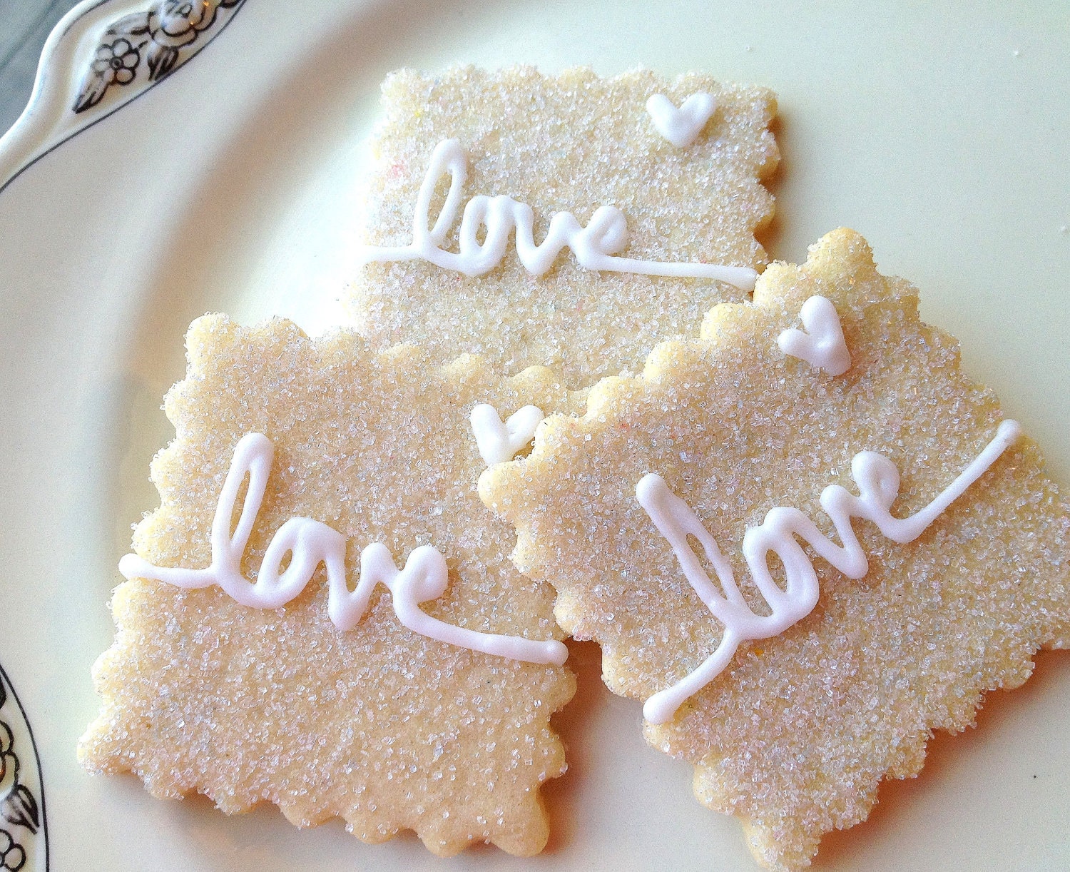 Love Sparkling Sugar Cookies Wedding Favor Iced Wedding Cookies Script