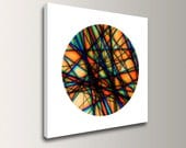 Geometric Art on Canvas - 20x20 Giclee Print  - Orange, Blue, Green, Black, White - Modern Art - "Beams 3"