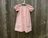 Girls Peasant Dress - Leaf Dress with pockets - Gifts under 30 - Size 3 - 3T