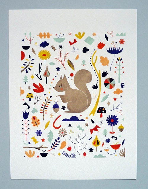 RESERVE FOR ELENI - Little Squirrel. 18x24 cm print by Sarah Andreacchio
