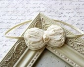 Ivory Chiffon Bow headband, baby headbands, newborn headbands, chiffon baby headbands, photography prop