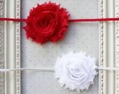 Set of 2 Chiffon flower headbands, baby headbands, newborn headbands, flower headbands,chritsmas headbands, photography prop- SET OF 2