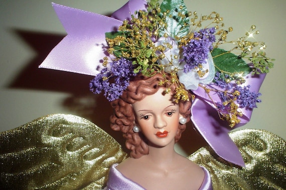 Handcrafted Latina inspired Gift Angel Mustard Seed Faith Bella Divina Lavender Cut Work Lace - Latina Inspired Free Personalization