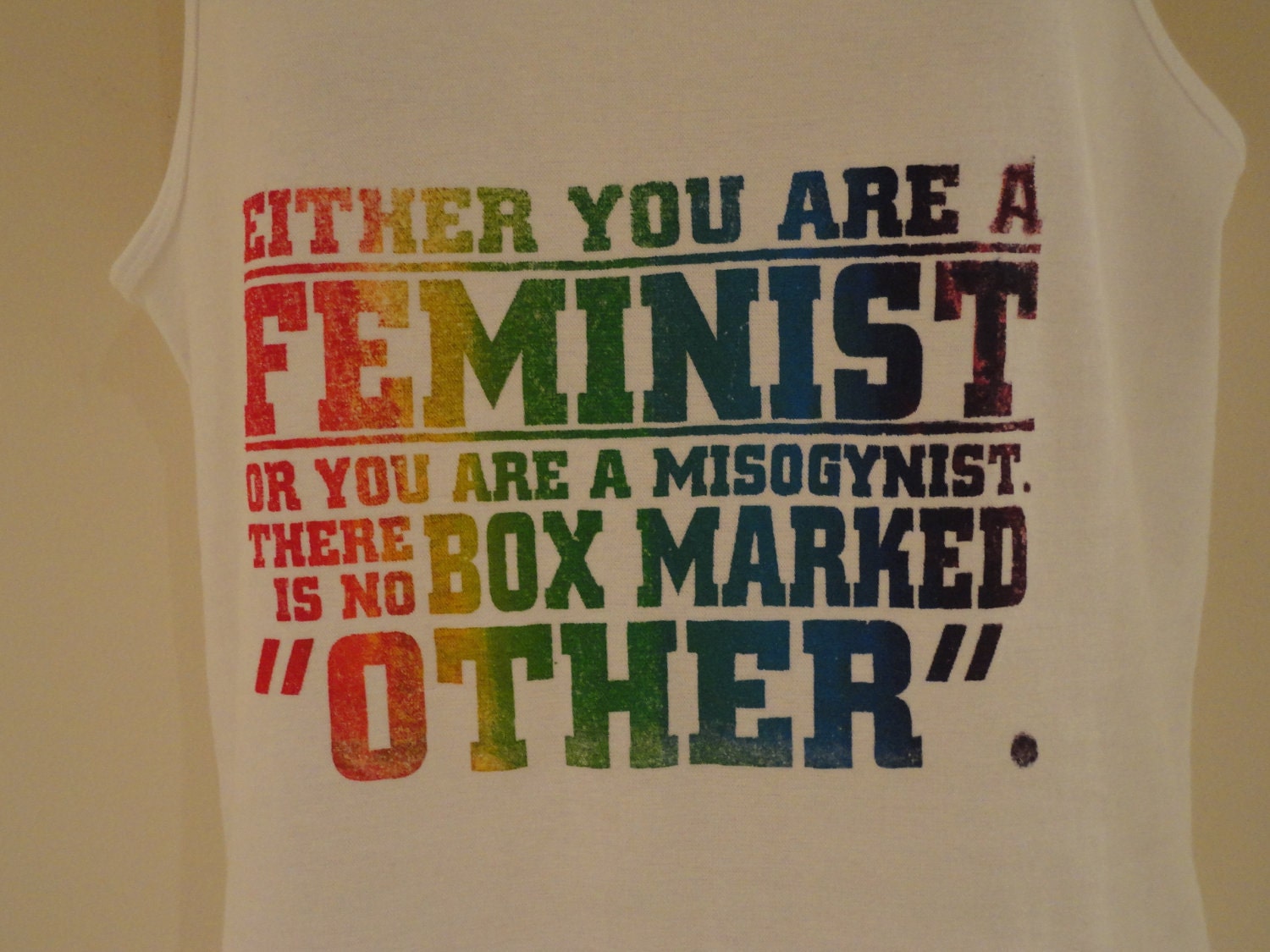 Ani Difranco quote front and Feminist Fist Symbol on back Women's singlet , political, radical