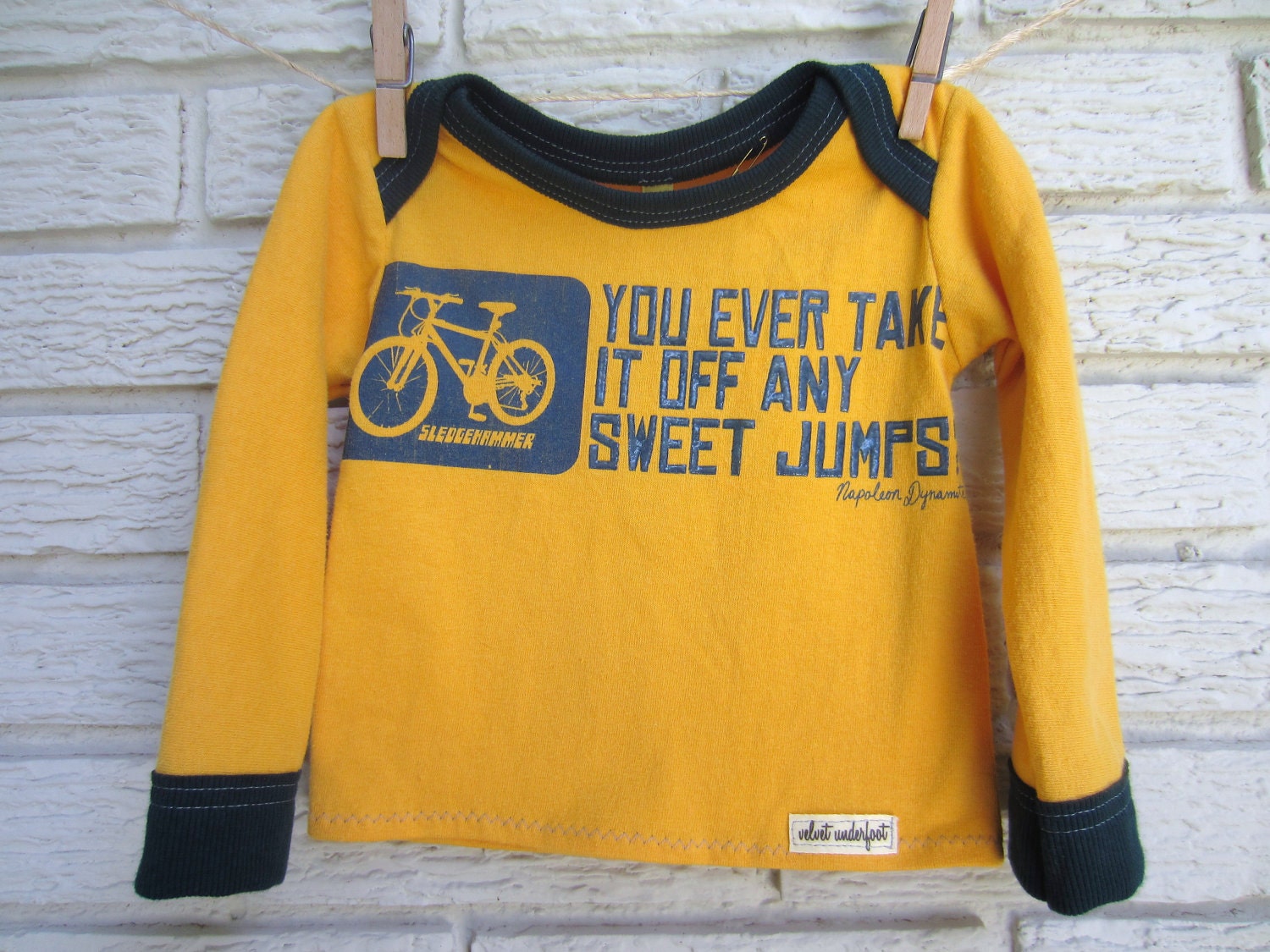 12 month, Napoleon Dynamite Bike Long Sleeve Upcycled T-Shirt, Baby Shower or Birthday Gift