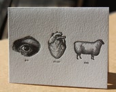 Letterpress eye heart ewe - WishboneLetterpress