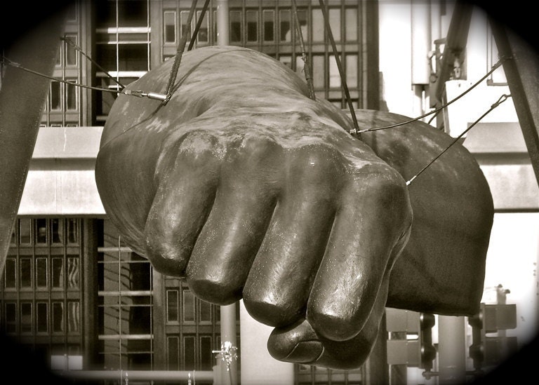 Detroit Fist Photograph Joe Louis Fist Black And White Downtown Detroit - 8x10 print, ready to frame