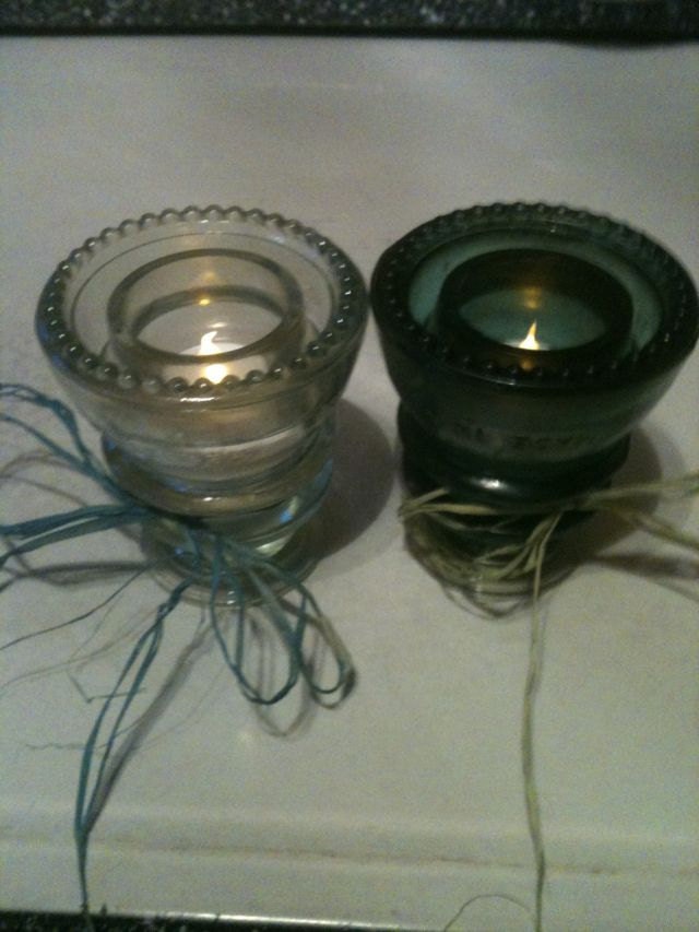 Pair Vintage Insulator Votives